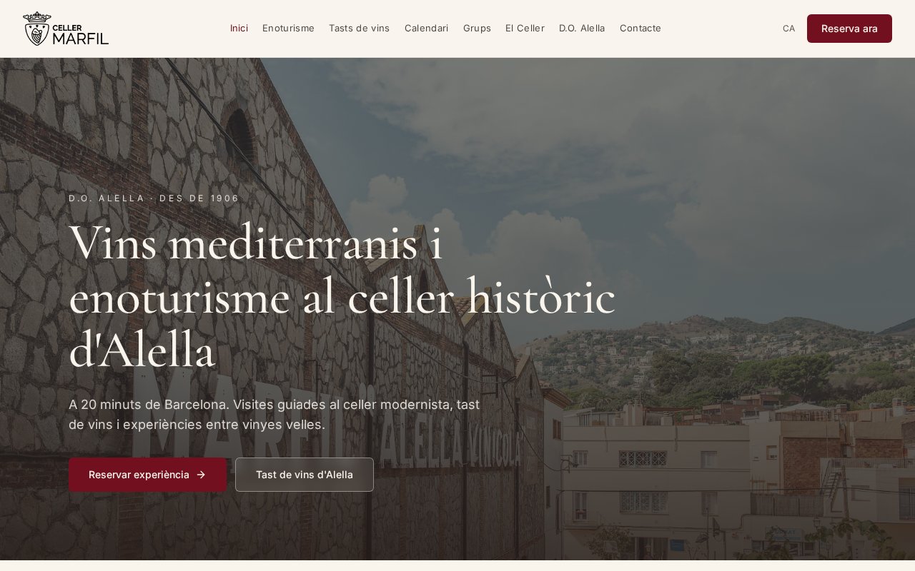 Web de Celler Marfil (Alella)